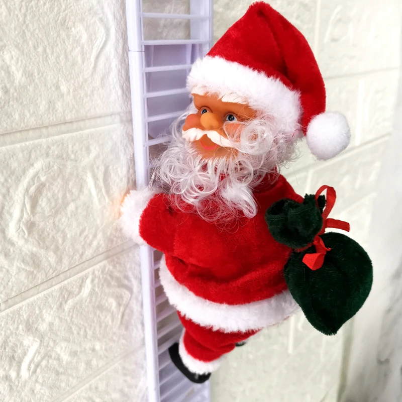 Прекрасный музыкальный Рождественский Санта-Клаус, электрическая подвесная лестница, украшение для рождественской елки, забавные новогодние подарки для детей w - Цвет: E