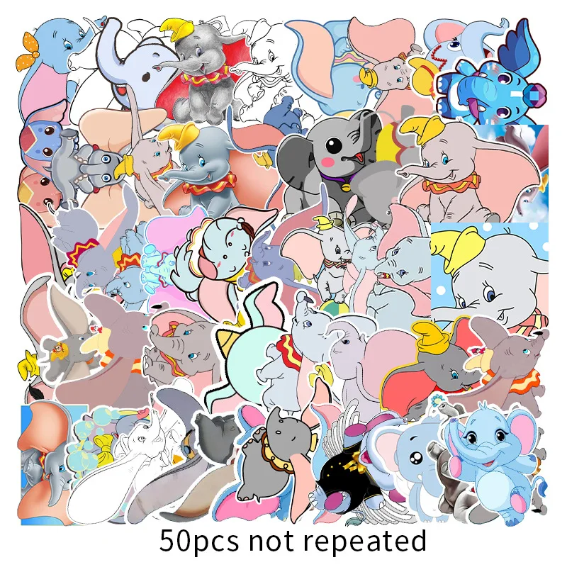 10/50pcs/pack Disney Dumbo Stickers PVC suitcase guitar naklejki car waterproof sticker no-repeat Anime pegatinas stickers toy 25 50pcs цветочная фея мультфильм граффити девушки наклейки для ноутбука багаж мотоциклы скейтборды телефон diy игрушка подарок pegatinas