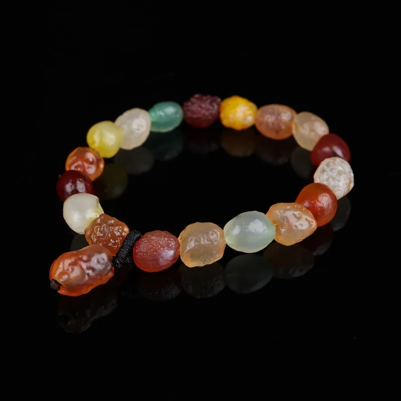 

Natural stone Alashan Gobi raisin sugar heart agate color single ring bracelet