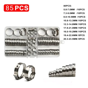 

160Pcs 5.8-23.5mm Stainless Steel 1-Ear Stepless Fuel Clamp Worm Drive Fuel Water Hose Pipe Clamps Clips Hose Clamp
