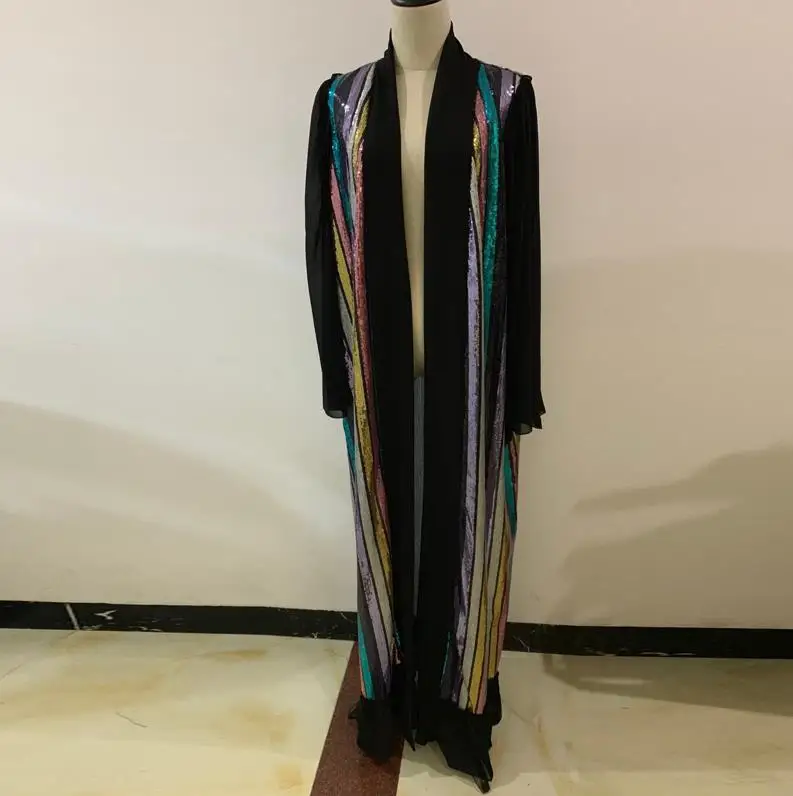 Sequin cardigan Открытый абайя блесток кимоно кардиган хиджаб мусульманское платье Турция халат Дубай Абая для женщин Рамадан кафтан Исламская одежда - Цвет: Sequin cardigan