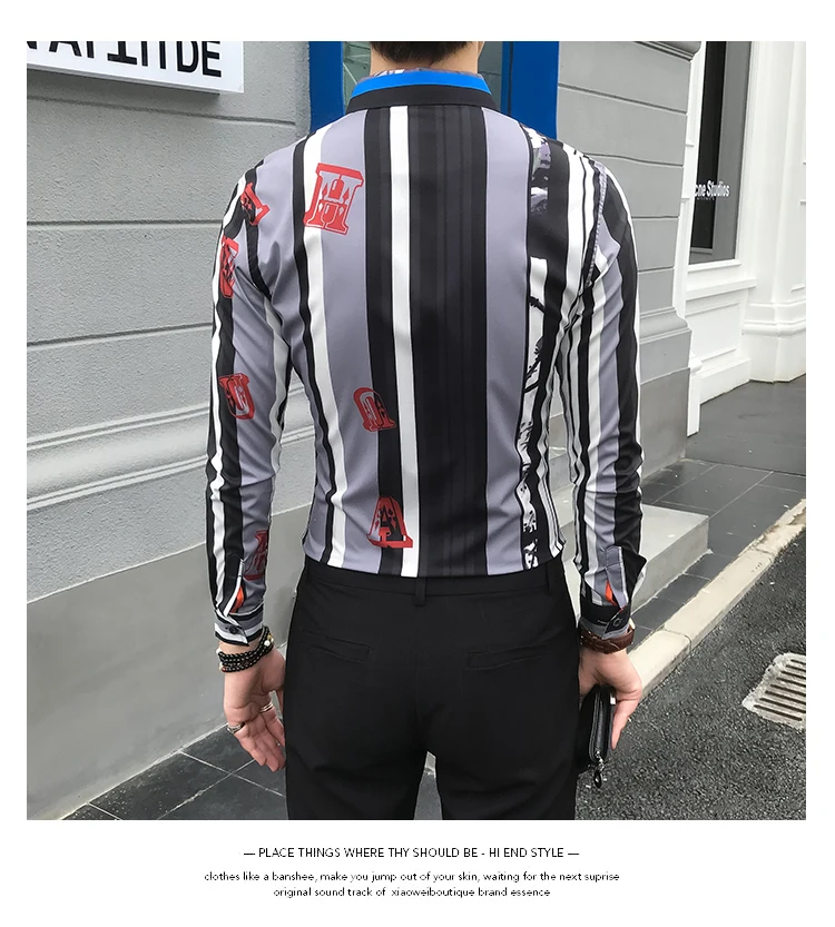 Остроконечная полосатая Мужская рубашка Camisa Social Masculina, приталенная Корейская мужская одежда, осенняя сорочка с длинным рукавом, Homme Manche Longue