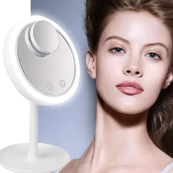 

3 in 1 Makeup Mirror 5X Magnifier LED Lamp Fan Desktop Makeup Vanity Mirror Women Cosmetic Beauty Mirror with Natural Light