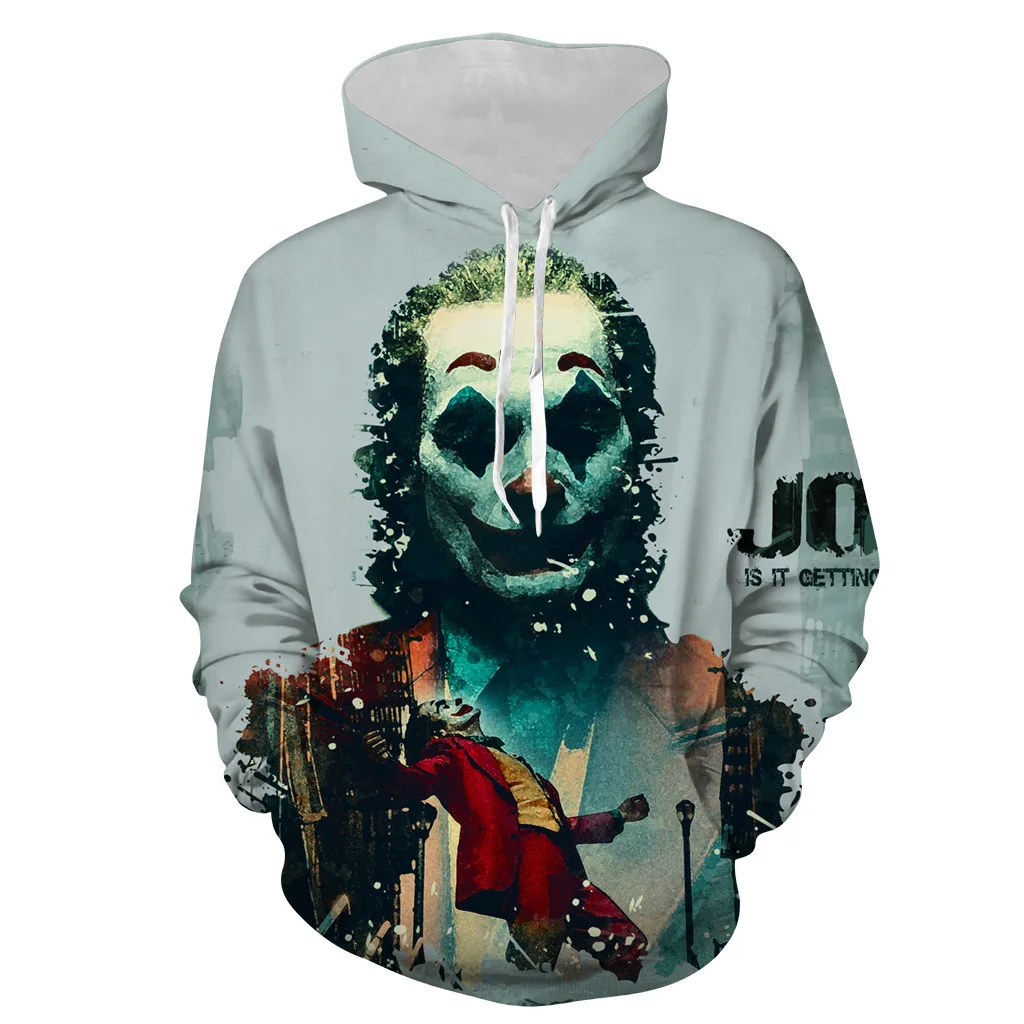 Свитер Joker толстовки кофты с длинным рукавом толстовки клоун костюм Джокера 3D печатных мужчин женщин толстовки с капюшоном