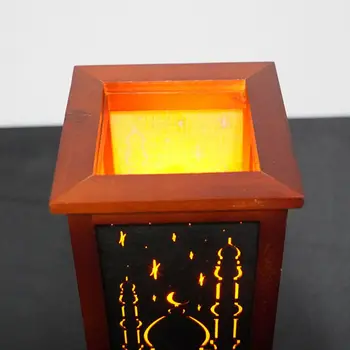 

Wooden Handmade Ramadan Lantern Eid Mubarak Quran Lettering LED Light Ramadan H4GD