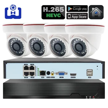 

4ch 3MP POE Kits H.265 System CCTV Security PoE NVR Indoor dome IP Camera Surveillance Alarm Video P2P P6Spro 2MP KITS