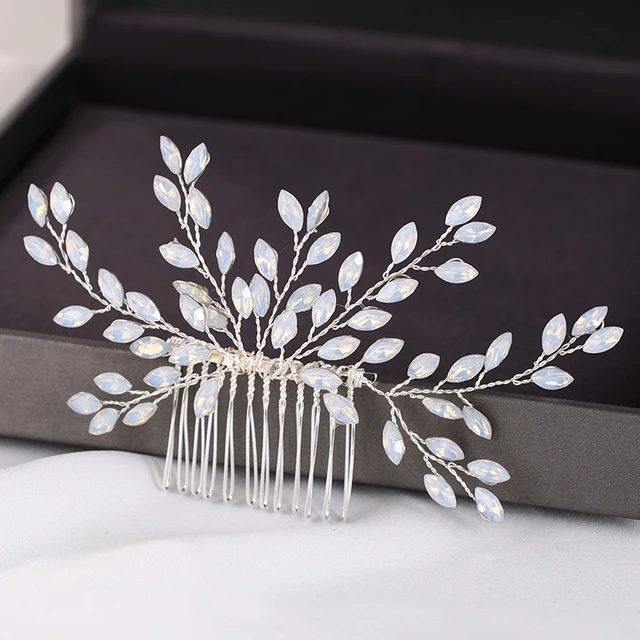 Silver Color Pearl Crystal Wedding Hair Combs Hair Accessories for Bridal Flower Headpiece Women Bride Hair ornaments Jewelry Silver