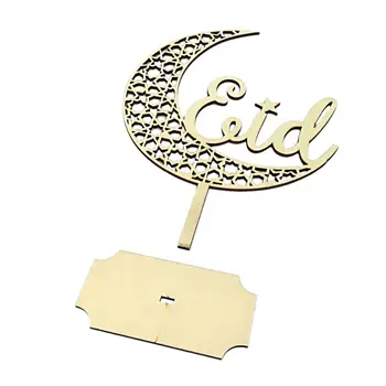 

New Wooden Hollow Moon Shape Muslim Eid Mubarak Ornament Home Decoration DIY Crafts Plaque For Ramadan Activities