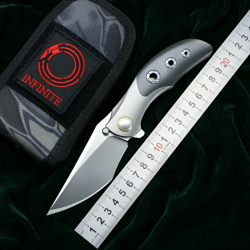 Infinite Villain Folding Knife M390 Blade Zirconium Titanium Handle