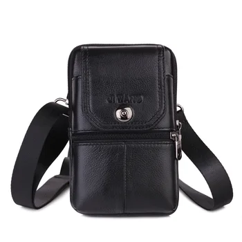

Mobile Phone Running Bag Men's Leather Full-grain Leather Running Bag 6-Inch Verticle Multi-functional Shoulder Bag Outdoor Spor