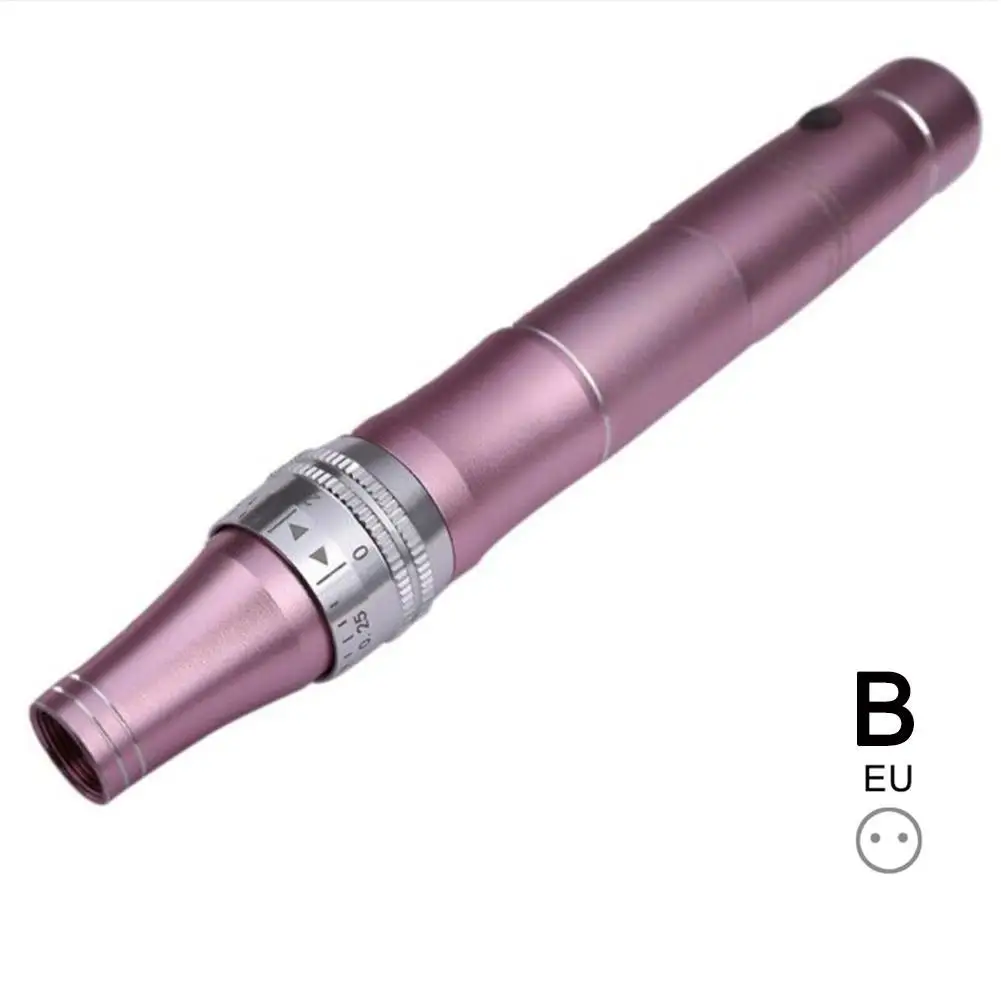 EU plug Микро Ручка с иглой для стимуляции подтяжки кожи удаление шрамов уменьшение морщин кожи устройство для Удаления растяжек шрамов - Цвет: EU plug