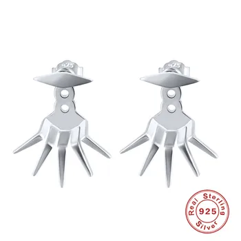 

Oringinal S925 Sterling Silver Finger Vertical Strip Hand Stud Earrings Punk Creative Style Special Hip Hop Design Ear Accessory