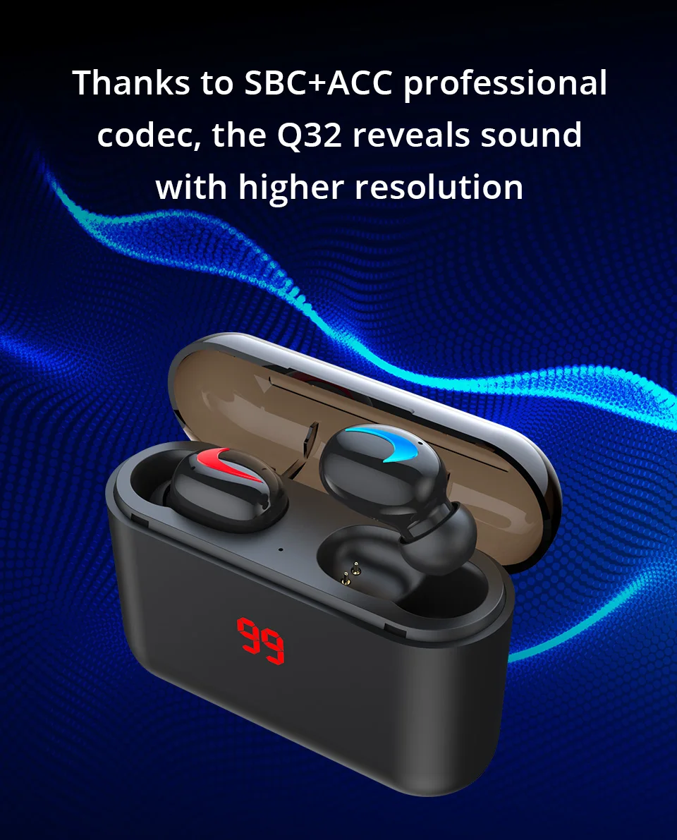 HBQ Q32 TWS беспроводные Bluetooth наушники с громкой связью спортивные Игровые внешним