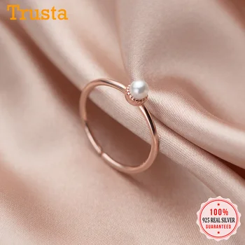 

Trustdavis Genuine 925 Sterling Silver Fashion Sweet Small Pearl Adjustable Rings For Trend Women Wedding S925 Ring Gift DA978