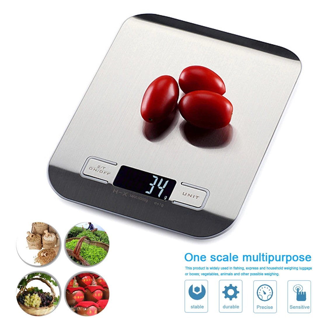 Сенсорный экран Экран цифровые весы 11LB/5000g x 1g Ультра тонкий цифровой Кухня