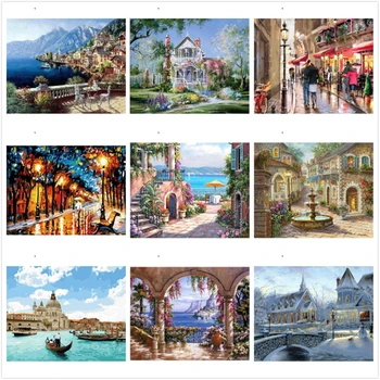 

Painting By Numbers City Stories Coloring Hand Painted Home Wall Art Kits Drawing Canvas DIY Oil Painting Pictures By Numbers