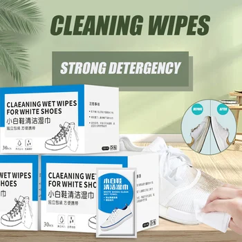 

30pcs/Box Shoe Wipes Ultra Clean Portable Premoistened Disposable Shoe Cleaning Wipes White Shoes MU8669