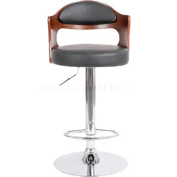 

Cowhide Bar Chair Household Modern Simple Bar Chair Lifting And Rotating Solid Wood Back Cash Register Chair Bar Stool High Chai