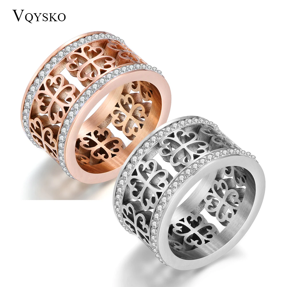 Wedding Rings For Women Rose Gold Color Stainless Steel 2 Row Zircon Crystal wedding rings,finger rings,womens ring,jewelry rings,ring jewelry,cubic zircon ring