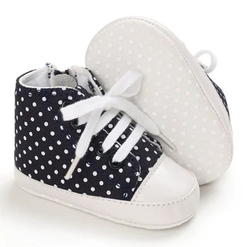 

2020 New Baby Shoes Boys Girls Polka Dot Anti-Slip Shoes Sneakers Soft Soled Walking Lace-Up Shoes First Walkers