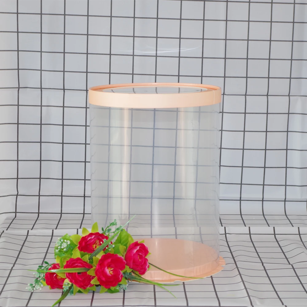 Высокое качество Топ Прозрачная Круглая прозрачная коробка для торта Круглый прозрачный цветок подарок орнамент посылка для хранения - Цвет: Pink