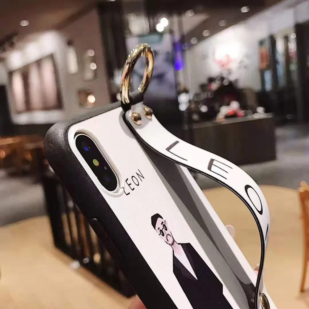 Чехол для iPhone X XR XS XSMax с ремешком на запястье Kickstand Leon girl мягкий TPU чехол для iPhone 6 6S 7 8 Plus