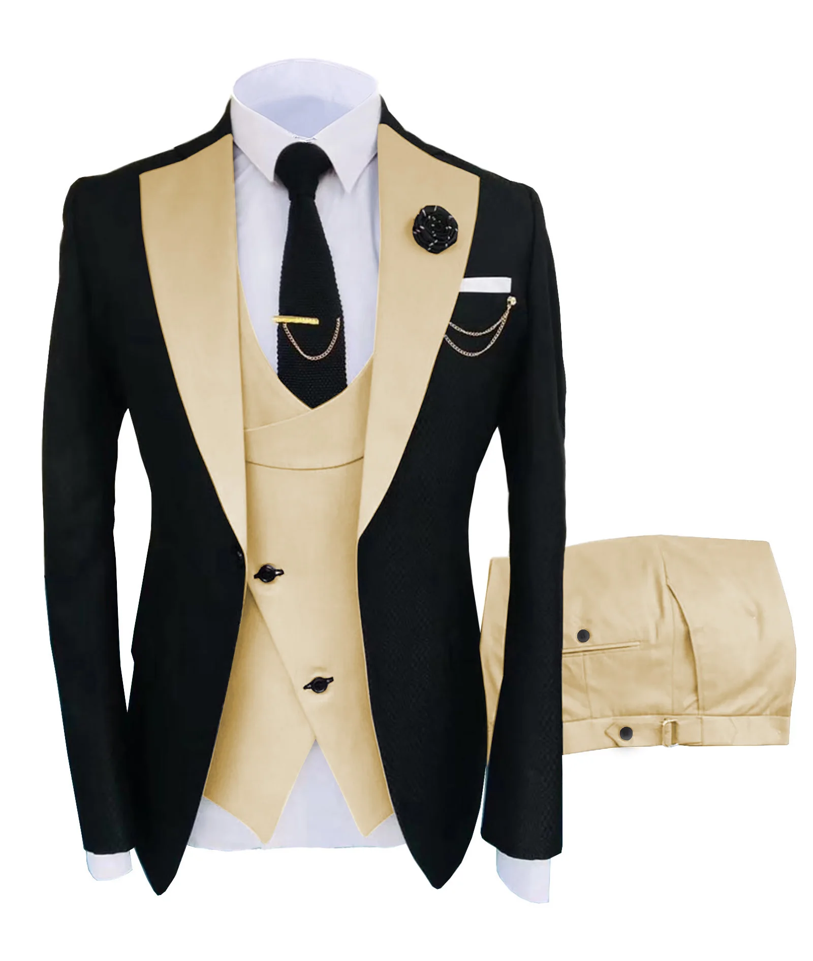 Men's Suit Costume Homme Popular Clothing Luxury Party Stage Groomsmen Regular Fit Tuxedo 3 Peice Set Jacket+Trousers+Vest