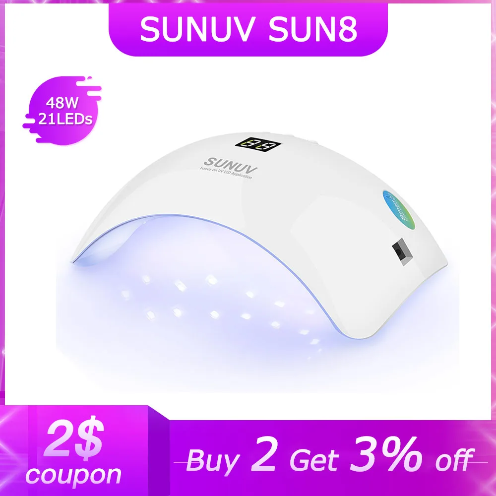 SUNUV SUN8 светодиодный Сушилка для ногтей 48 Вт Экран дисплея лампа маникюра тепловой