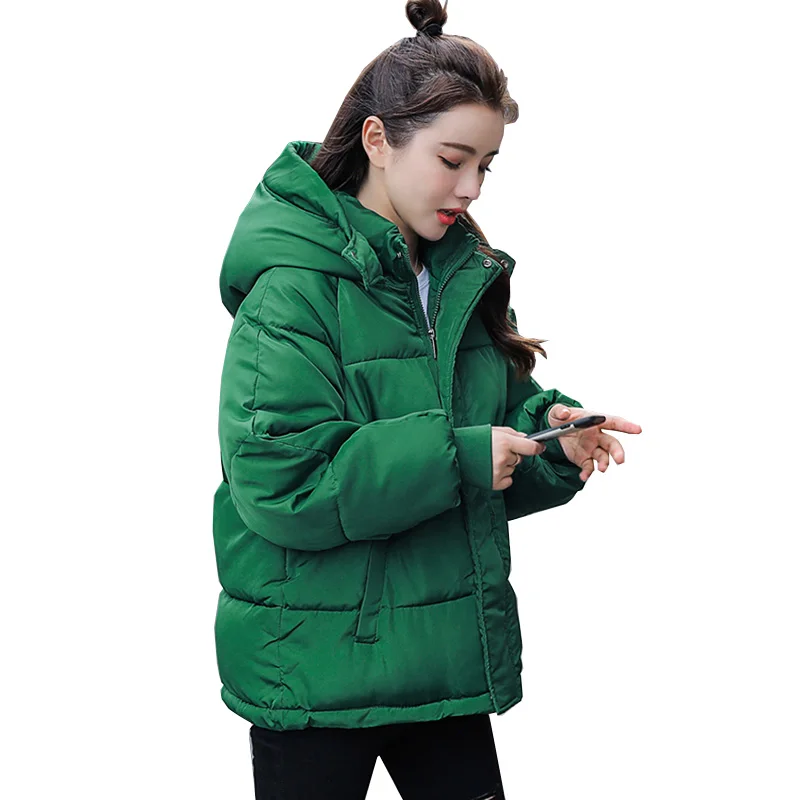 green Voobuyla осенне-зимняя куртка женская парка Mujer модное пальто свободный жакет с капюшоном Женская парка Теплая Повседневная Плюс Размер Пальто - Цвет: green