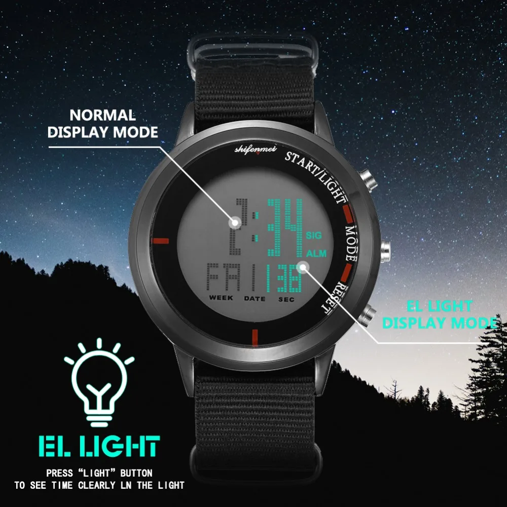 Digital Watches, shifenmei S1134 Digital Sports Watch with Big Face Daily Alarm Hourly Chime Stopwatch 1224H Date and Day EL Backlight Sport Watch for Men Women and Kids 3
