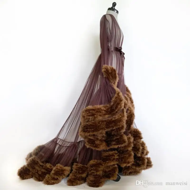brown-2019-fur-women-robe-long-sleeve-sexy-luxury-nightgown-deep-v-neck-ruffles-sleepwear-bathrobe-pajamas-new-prom-bridesmaid-shawel (2)