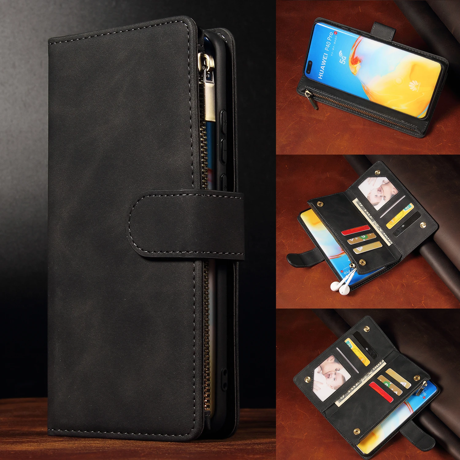 Luxury Flip Wallet Case For iPhone 13 12 11 Pro Max X XS Max XR 6 6s 7 8 Plus Funda Stand Cards Holder Coque Leather Zipper Case cheap iphone xr cases