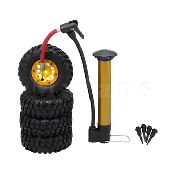 

Mxfans 4pcs RC1: 10 108mm Inflatable Tyre & Gold Beadlock 10 Holes Yellow Rims