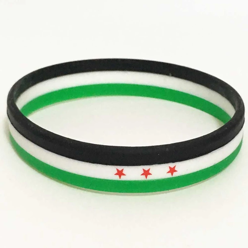 Silicone Bracelet 1pc Syria Flag Silicone Rubber Bracelets Sports Wrist Band Bangle for Women Men Special Gift for Lover