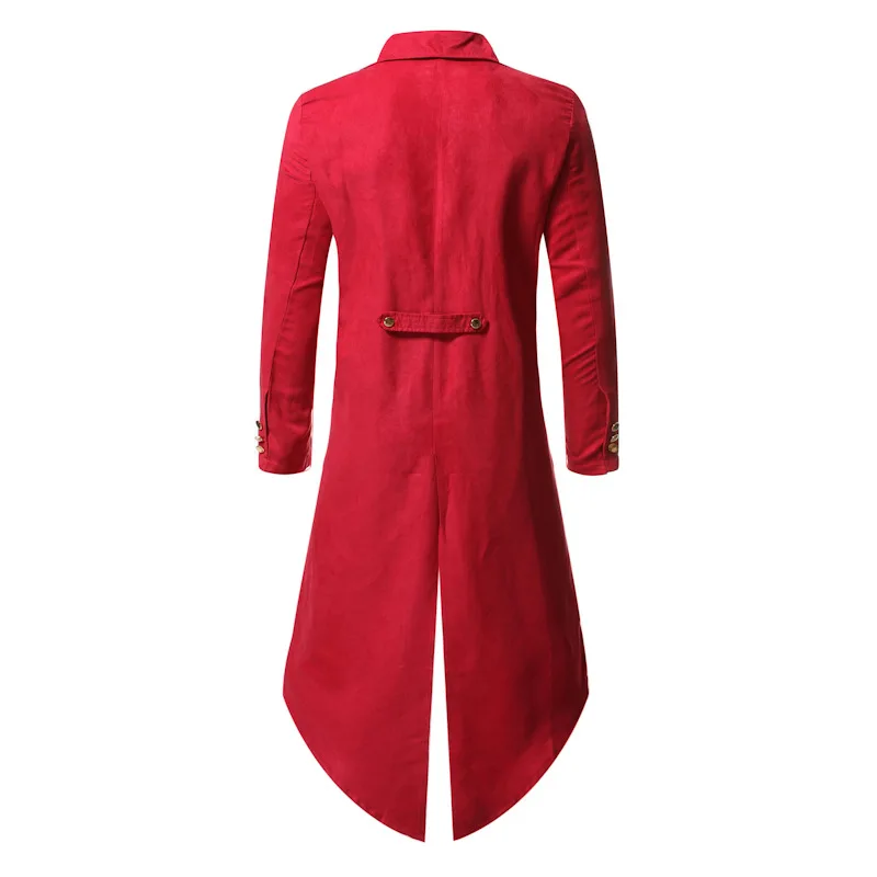 jaqueta vermelha gótica para casaco longo de steampunk pirata smoking masculino