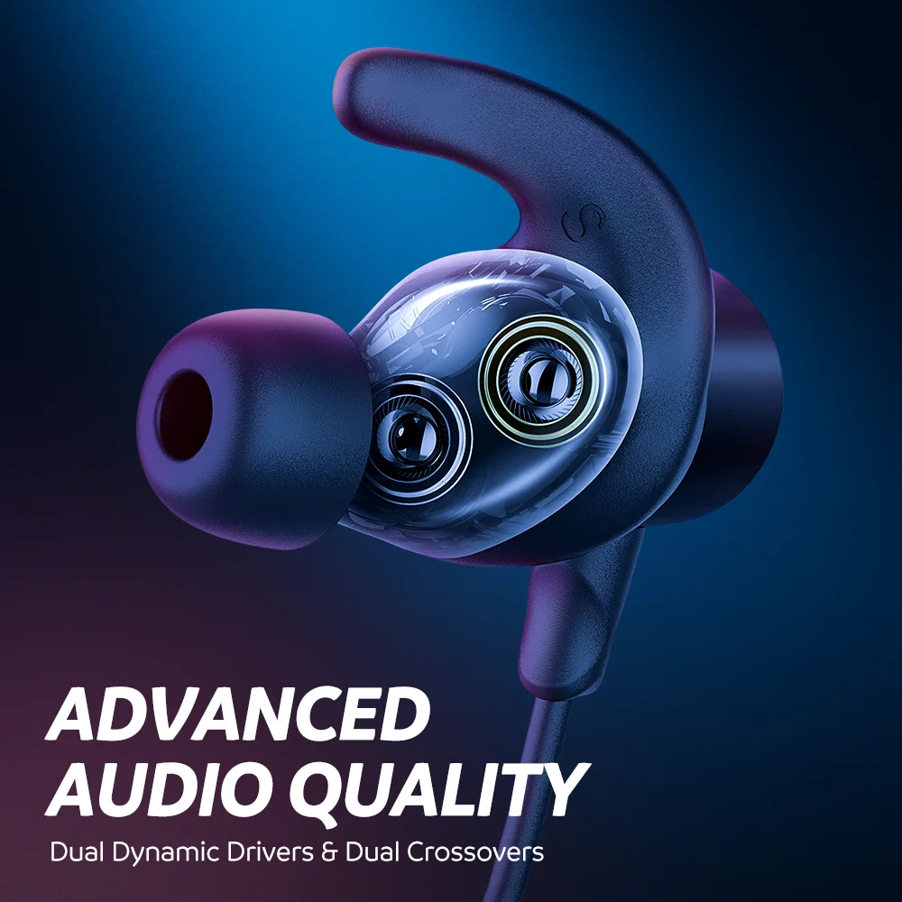 SoundPEATS Force Pro Bluetooth Wireless Earphones CVC Built-in Mic Stereo Super Bass in-Ear Magnetic Sports Earbuds 22H Player