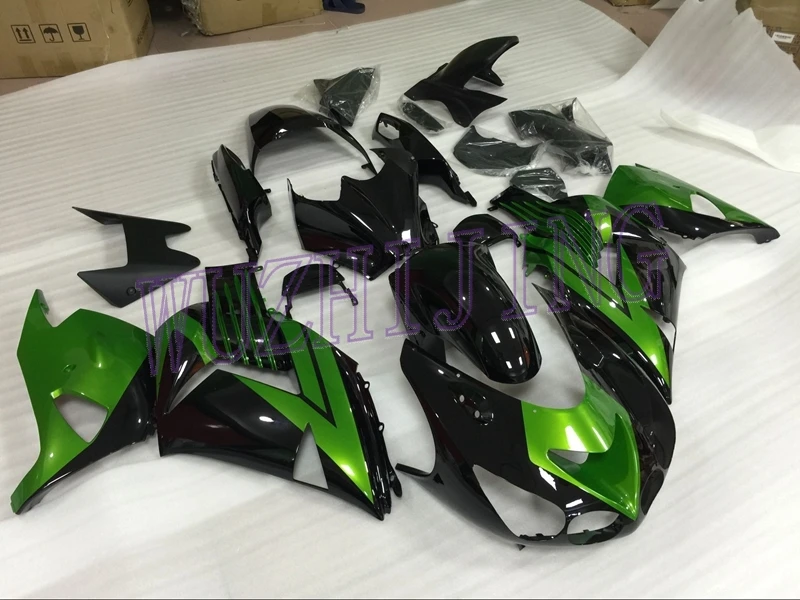Наборы для тела Kawasaki Zx14r 2006 обтекатель Наборы ZZ-R1400 2007 Зеленый Черные Пластиковые обтекатели Zx14 Zx-14r 2006-2011 - Цвет: INJECTION mold