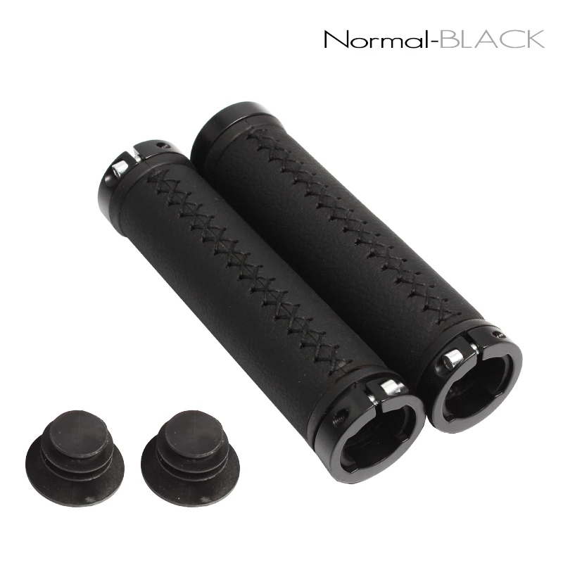 Normal - Black Ergonimics удобное, для горного велосипеда RoadBike ручки руля противоскользящие ПУ кожаные Упоры для рук на руль велосипеда Запираемые горный велосипед сцепление лента для ручек крышка - Цвет: Normal - Black
