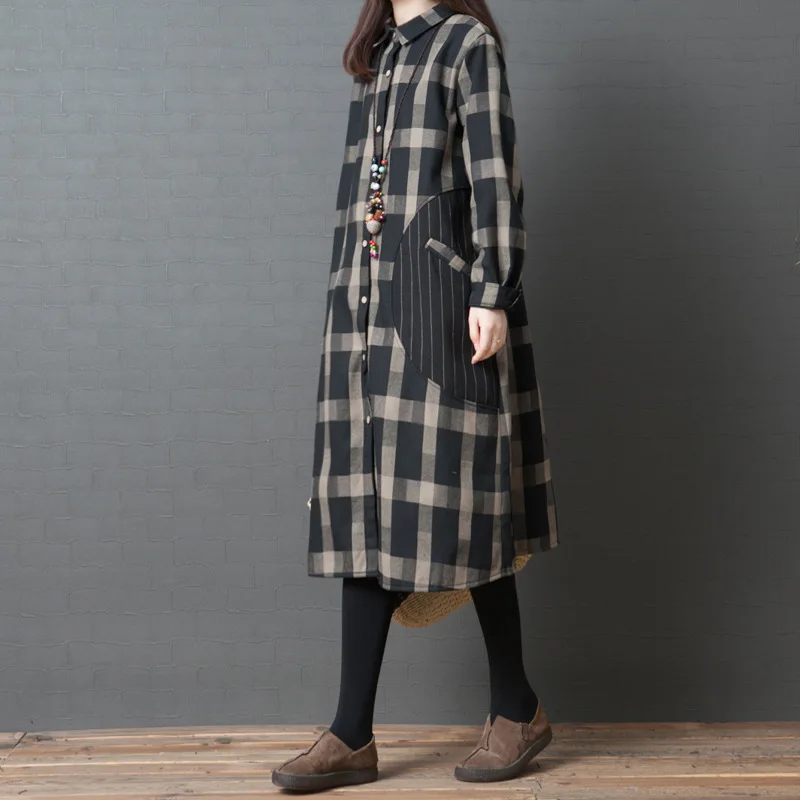 

2019 Spring Clothing New Style Korean-style Loose And Plus-sized WOMEN'S Dress Fashion Comfortable Cotton Linen Shirt Long-sleev