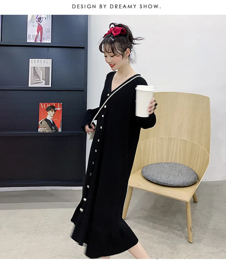 2020 Fashion Maternity Dress Loose spring autumn winter Skirt Pregnancy Clothes For Knit Pregnant Women Sweater (18)