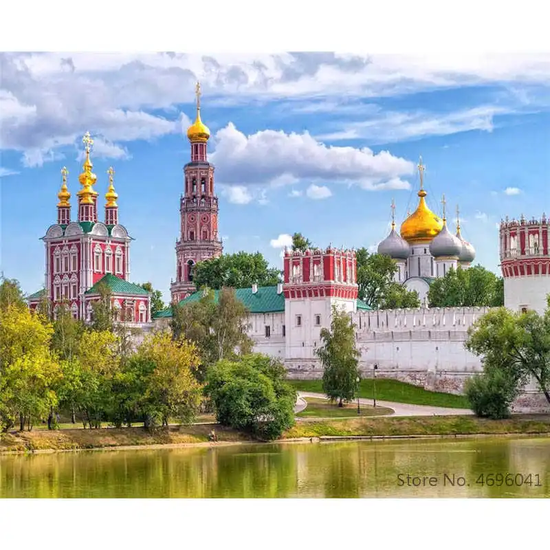 

Painting By Numbers Frameworks Coloring By Numbers Home Decor Pictures Landscape Castle Decorations RSB8383