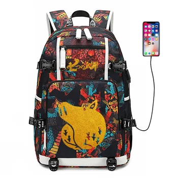 

The Seven Deadly Sins Gold Print Nylon School Bags USB Charging Laptop Backpack Large Anime Travel Bagpack Men Bookbag Rugzak