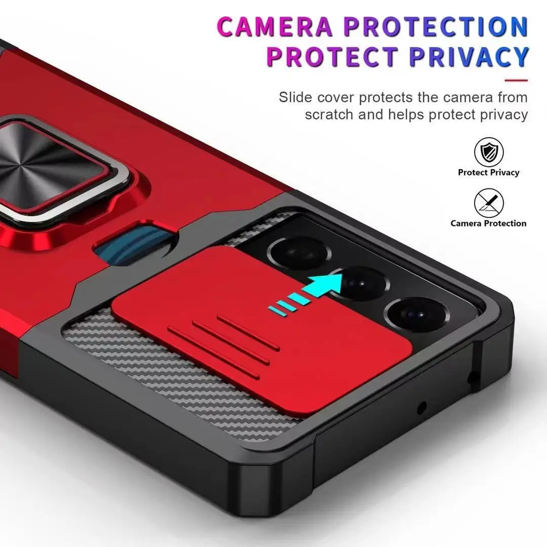 Armour Shockproof Camera Protection Card Holder Case for Samsung Galaxy S Note and A Series Phones