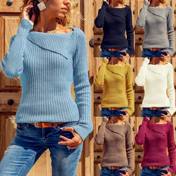 

2020 Winter Plaid Sweater Women Knitted Tops Knitted Bow Plus Size Casual Long Sleeve Pull Female Solid Sexy Sweaters Pullovers