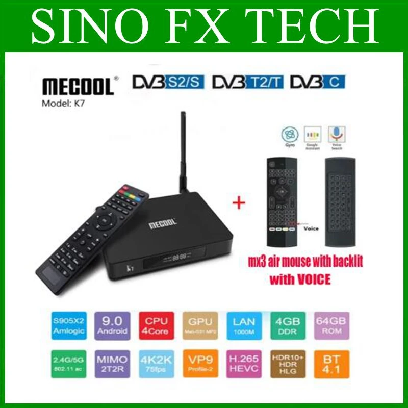 Mecool K7 ТВ приставка Android 9 0 4k цифра спутниковый телевизионный ресивер DVB T2/S2/C Amlogic