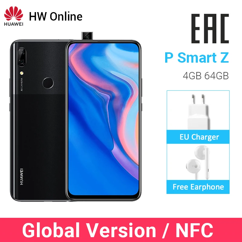 

Huawei P Smart Z Mobile Phone 6.59" Android 9.1 Kirin 710F Octa Core 16MP Dual Camera Smartphone 4000mAh Cellphone