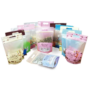 

50Pcs/lot Stand Up Variety of cartoon styles Frosted Cookie Zip Lock Bag Plastic Packaging For Food Tea Candy Baking