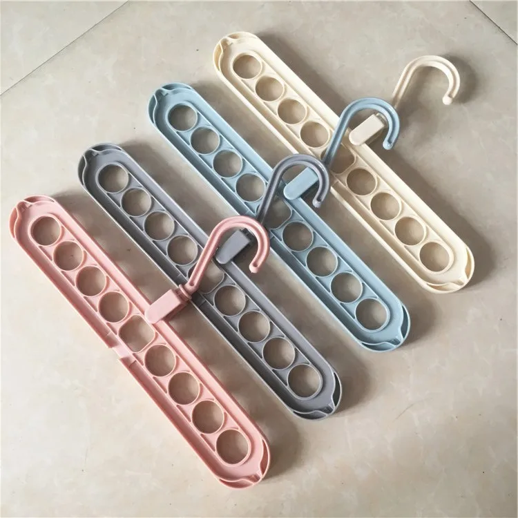 

Multifunctional 9-hole foldable magic hanger Creative rotating storage artifact plastic non-slip multilayer nine-hole finishing