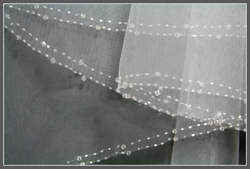 Простые короткие тюлевые Свадебные вуали с расческой ручной работы из бисера белая слоновая кость для новобрачных вуаль для невесты