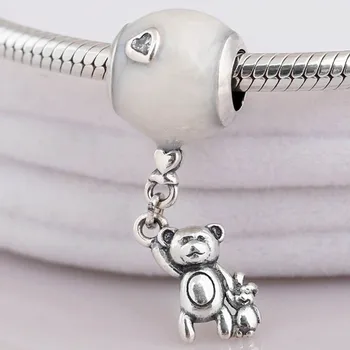 

Original Teddy Bear & Rabbit Holding White Balloon Pendant Beads Fit 925 Sterling Silver Bead Charm Pandora Bracelet Diy Jewelry